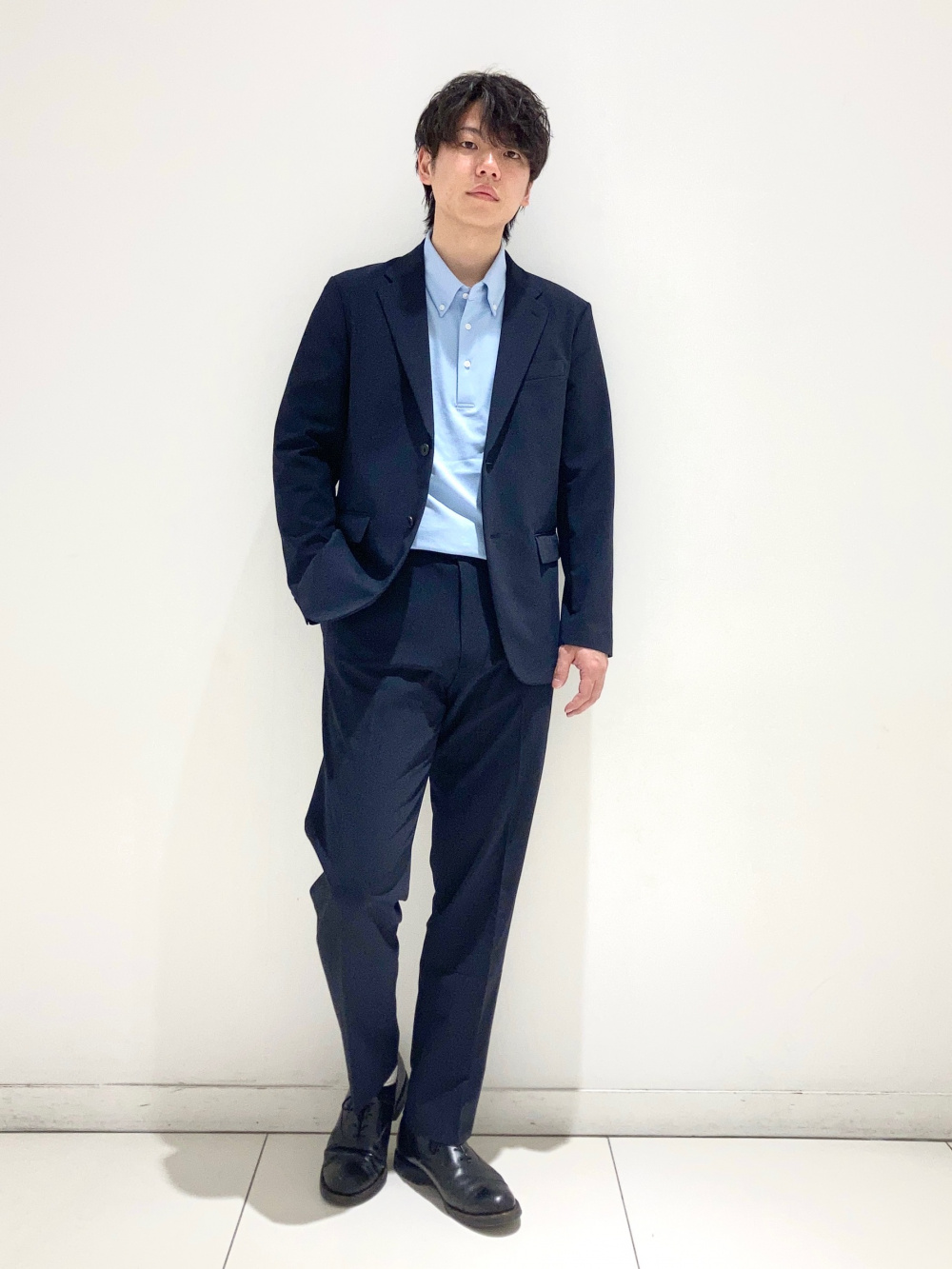 オーバーサイズポケツキTシャツ/5分袖、感動ジャケット」の着用