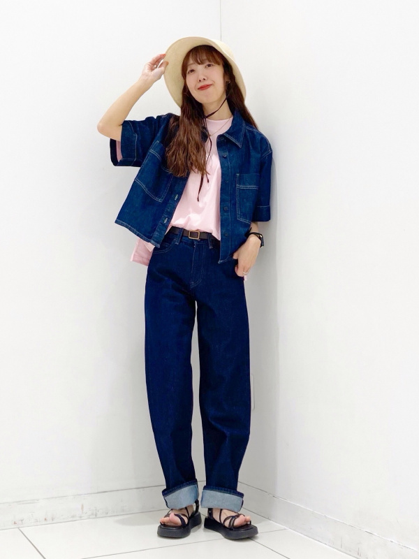 パフテックロングコートリラックスフィット、ストレートジーンズの