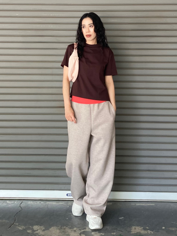 スウェットワイドパンツ、ソフトコットンボーダーラウンドヘムTの