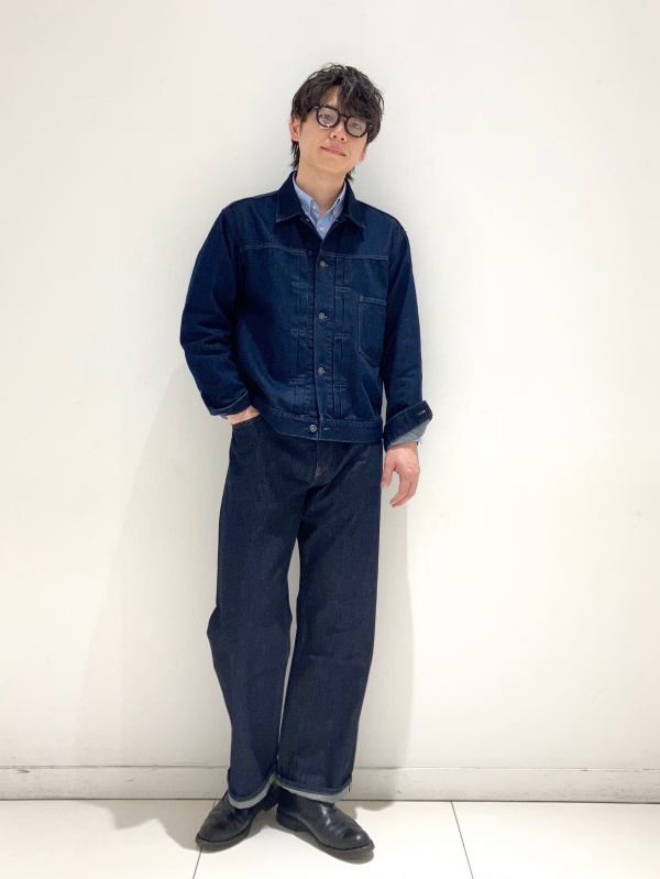 デニムリラックスシャツジャケット、オックスフォードオーバーサイズ