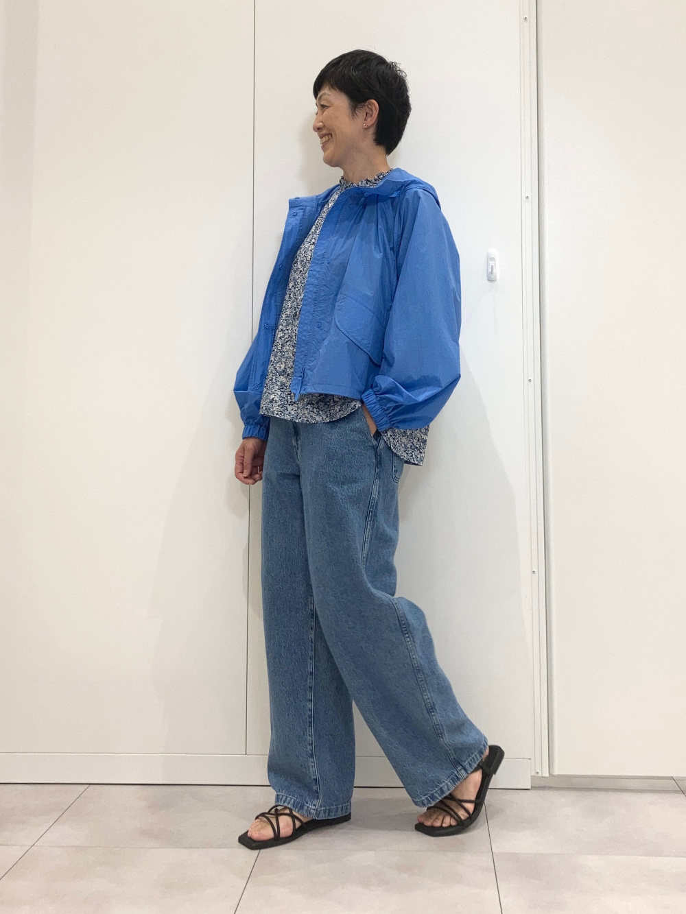 ユーティリティーショートパーカ、コットンプリントブラウス