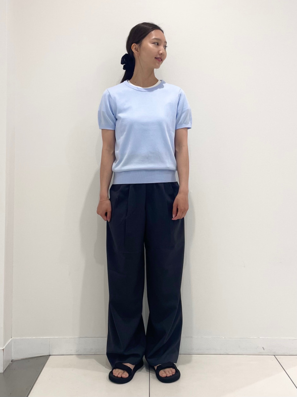 UVカットクルーネックセーター/ウォッシャブル、プレミアムリネン