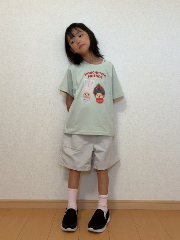 GIRLS モンチッチ UT、GIRLS イージーショートパンツのコーディネート