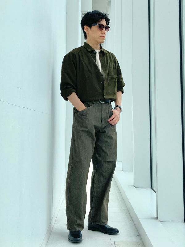 エアリズムコットンオーバーサイズTシャツ/5分袖、オックスフォード