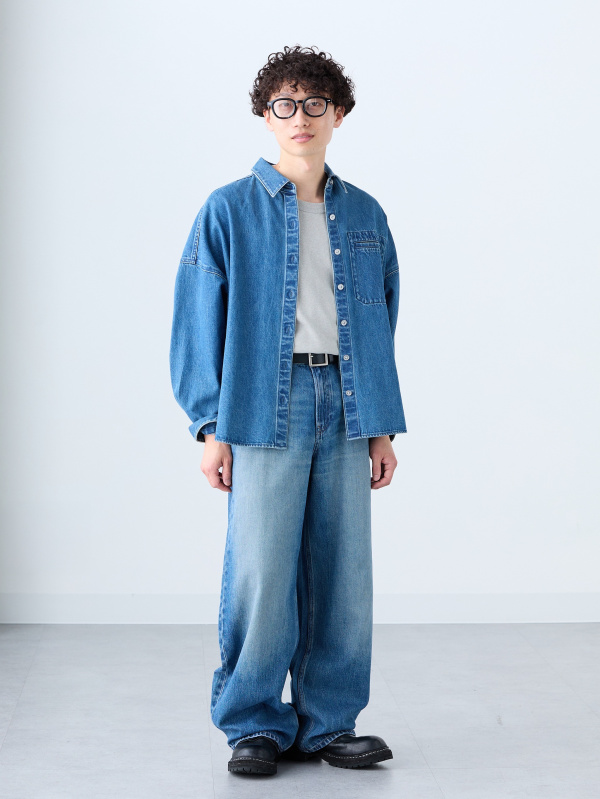ニットフルジップジャケット、ブロードシャツ/ストライプ/レギュラー