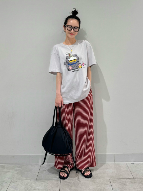 リブタンクトップ、リブワイドイージーパンツのコーディネート・着用