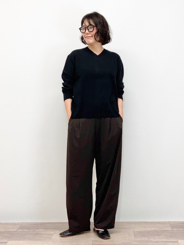 atsuko5　ニットパンツと合わせて ウォッシャブルニットVネックセーター、ウォッシャブルニットパンツの