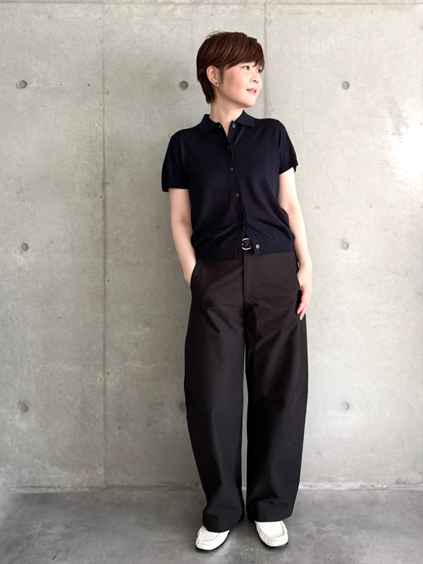 ワッフルT/長袖、タックワイドパンツ（丈標準68～70cm）の