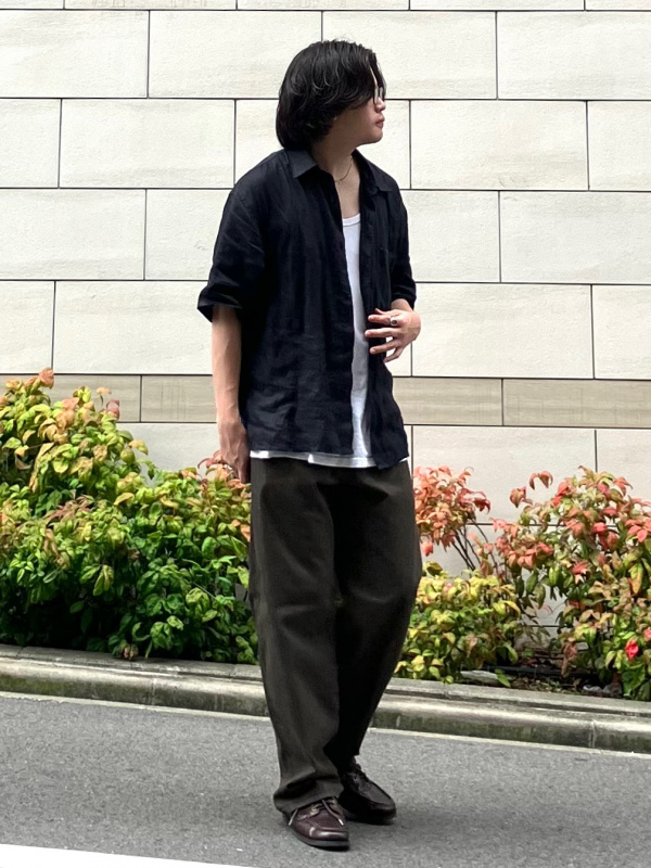 プレミアムリネンオーバーサイズシャツ、プレミアムリネンワイドパンツ