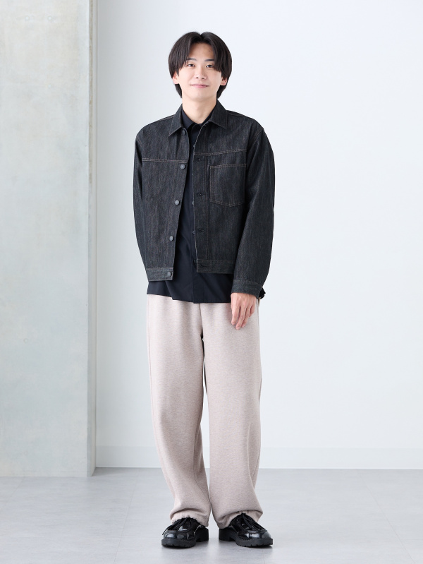スウェットワイドパンツ、クルーネックフルジップカーディガンの