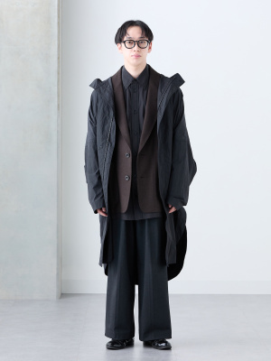 【新品】UNIQLO U フーデッド　ロングコート　XL ユニクロ　ブラック ユニクロ公式 | フーデッドロングコート(男女兼用)