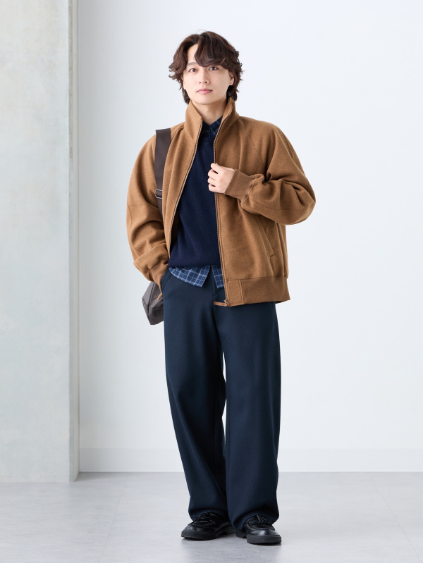 ソフトタッチタートルネックT、ウールブレンドショートコートの