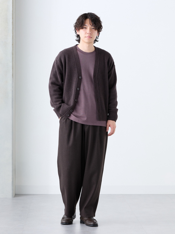 エアリズムコットンボーダーTシャツ、ラムVネックカーディガンの