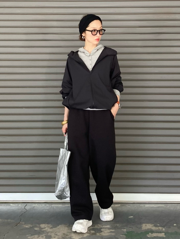 スウェットワイドパンツ、ミラノリブジャケットのコーディネート・着用