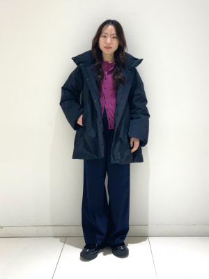 UNIQLO ノンキルトダウンショートコート　ネイビー　M ユニクロ公式 | ノンキルトダウンショートコート(レディース)