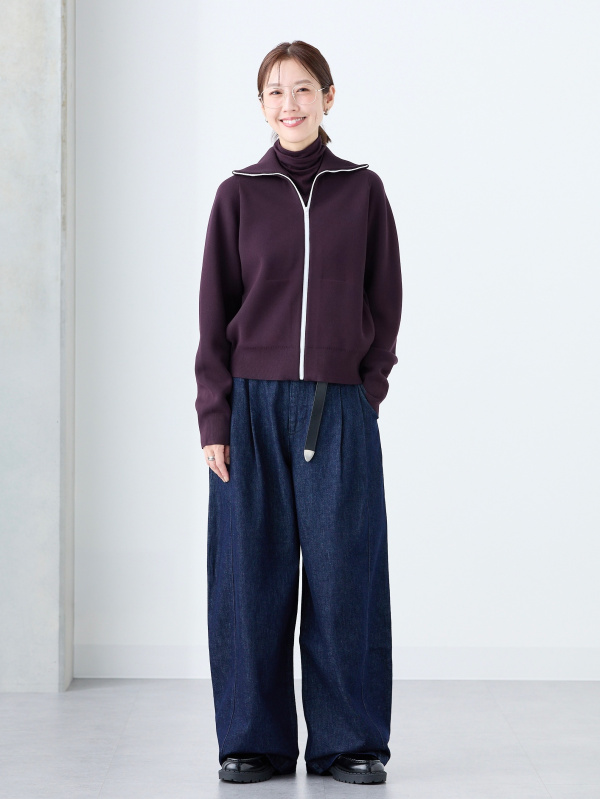 極暖ヒートテックカシミヤブレンドタートルネックTのコーディネート
