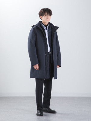 ユニクロ　ハイブリッドダウンコート　ネイビー　XL ロング ユニクロ公式 | ハイブリッドダウンコート(メンズ)