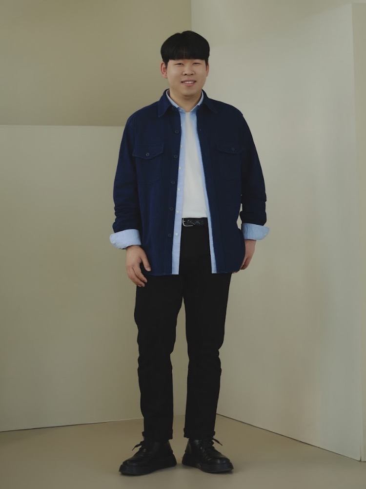 Check styling ideas for「OVER SHIRT JACKET、3D KNIT CREW NECK