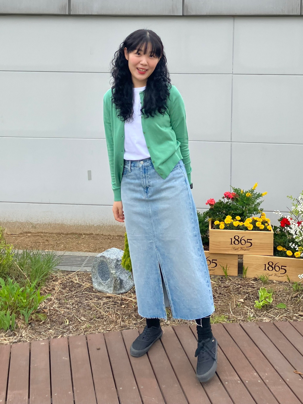 Check styling ideas for 3D Knit Mesh Long Sleeve Cardigan Denim Long Skirt UNIQLO IN