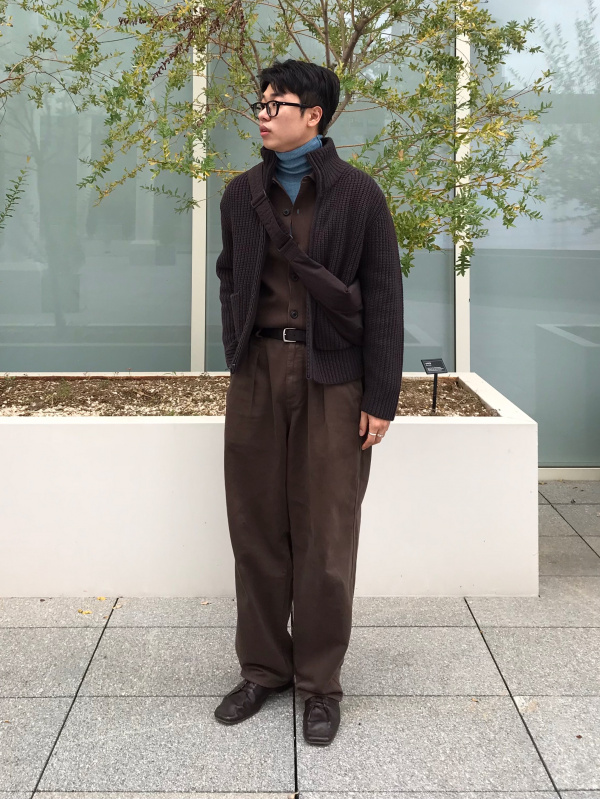 An outfit using Milano Ribbed Shirt Collar Cardigan and Broadcloth