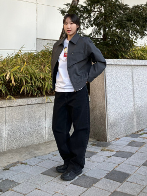 ブルゾン Oversized Utility Cotton Blue Jeans Zip-up Jacket Black Zip-Up Blouson Jacket | UNIQLO US