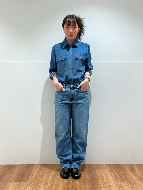 uniqlo denim long sleeve shirt dress Uniqlo u denim long