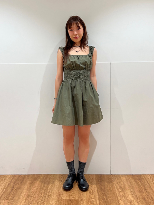 cotton gathered mini dress uniqlo Official Styling
