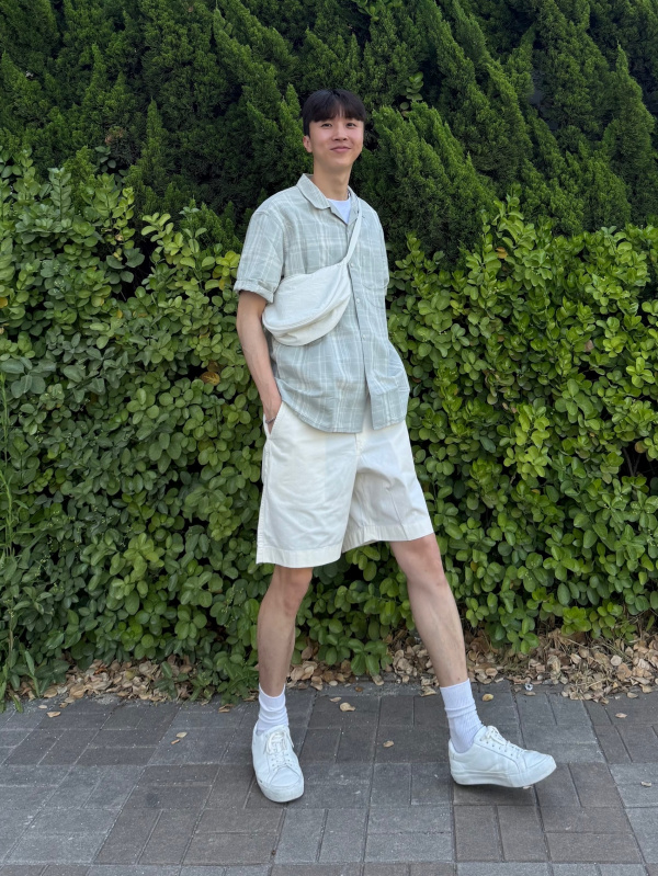 An outfit using Cotton Linen Shirt Short Sleeve Check and Linen