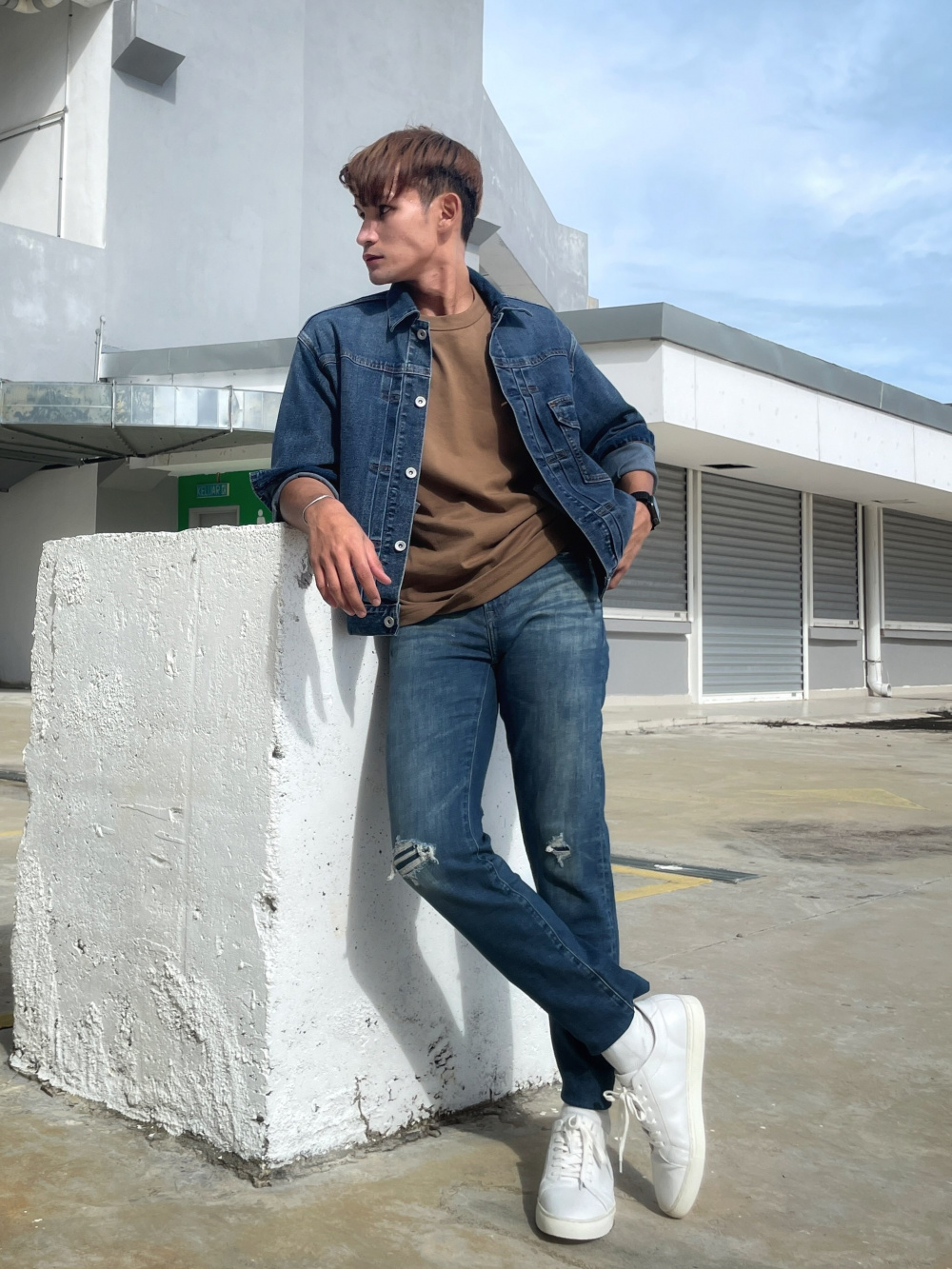 Denim polo shop outfit men