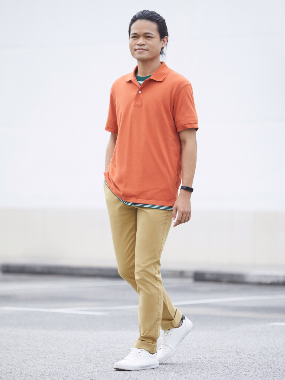 Check styling ideas for Dry Pique Short Sleeve Polo Shirt Oversized Striped Crew Neck Half Sleeve T Shirt UNIQLO PH