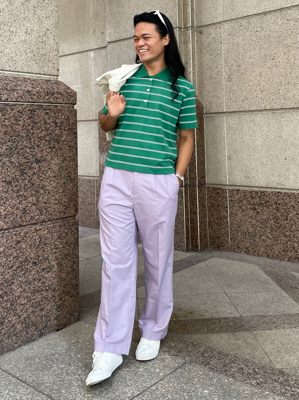 Check styling ideas for「LINEN BLEND PLEATED WIDE PANTS」