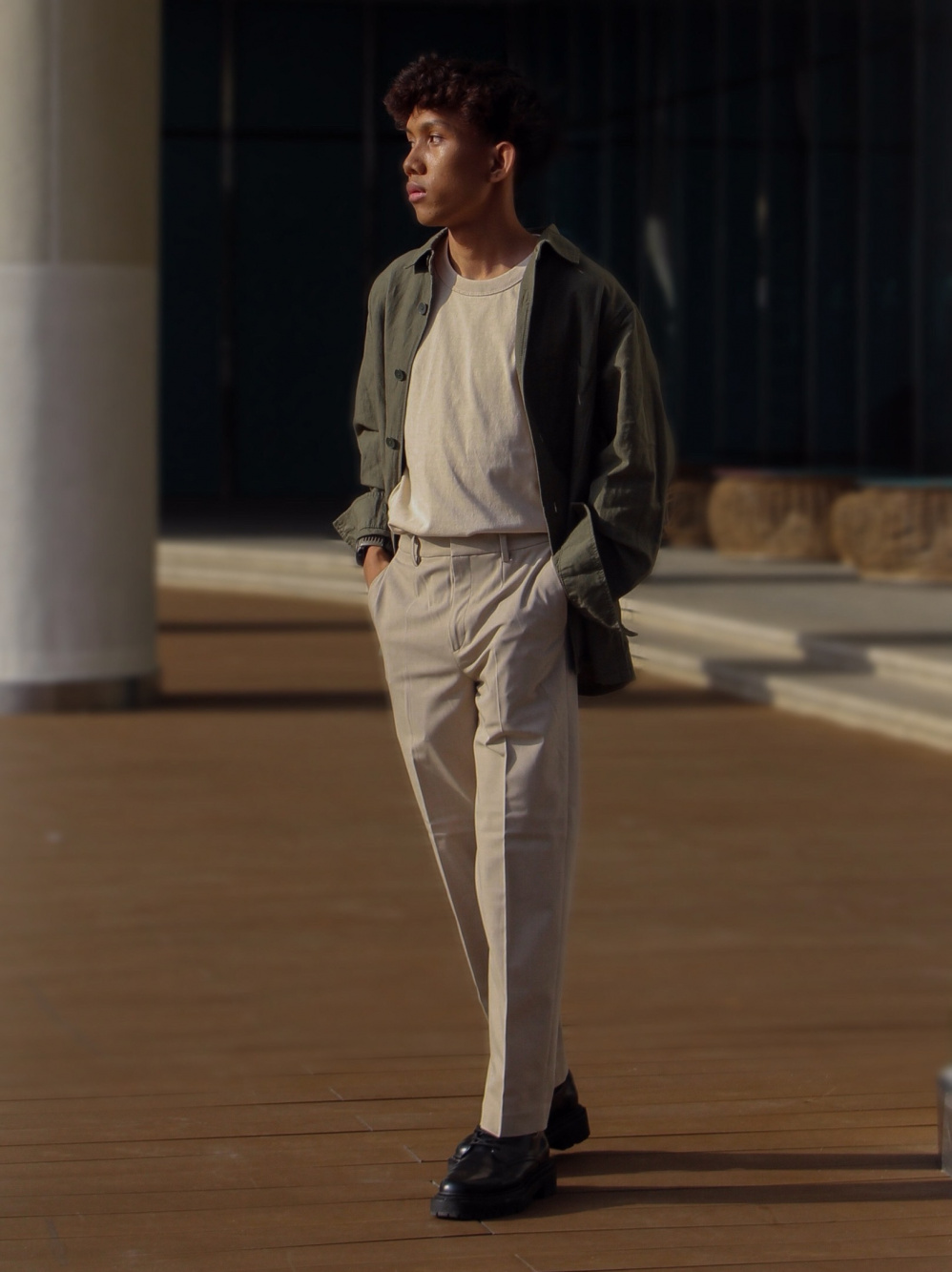 Check styling ideas for「Over Shirt Jacket (Cotton Linen)、Open