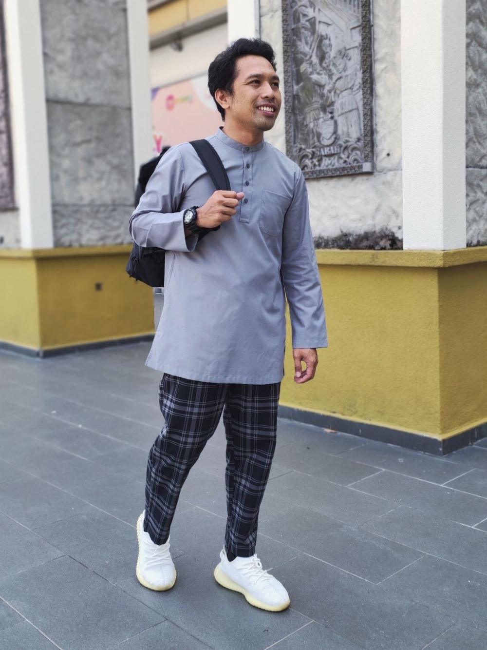 Check styling ideas for「Dry Easy Care Collarless Baju Melayu、Smart Ankle  Pants 2WAY Stretch (Cotton) (Regular Length: 64.5-70.5cm)」