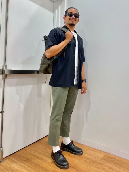 An outfit using Over Shirt Jacket (Cotton Linen) and Open Collar
