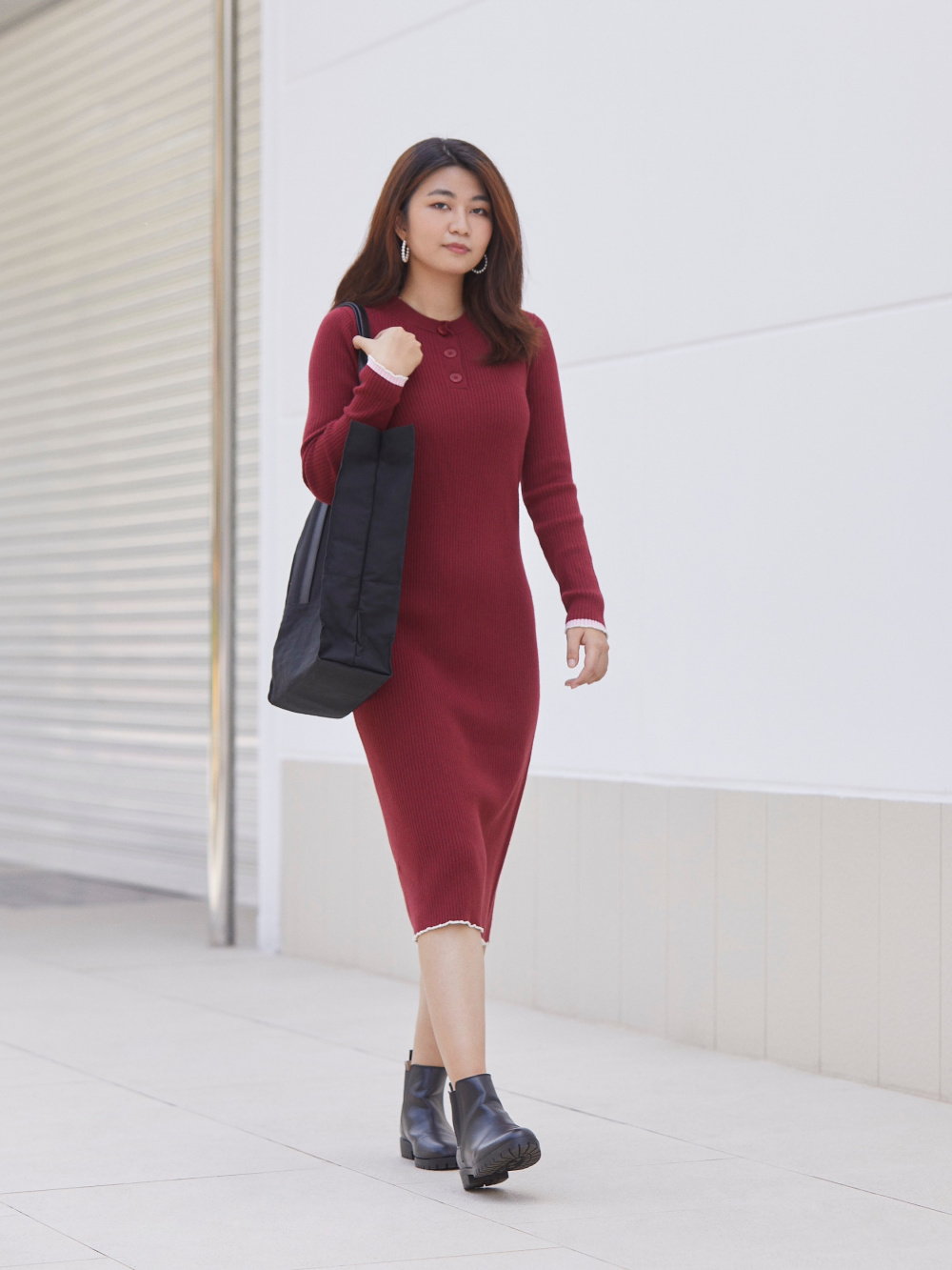 Check styling ideas for「Color Mix High Neck Dress、Tote Bag」 UNIQLO TH