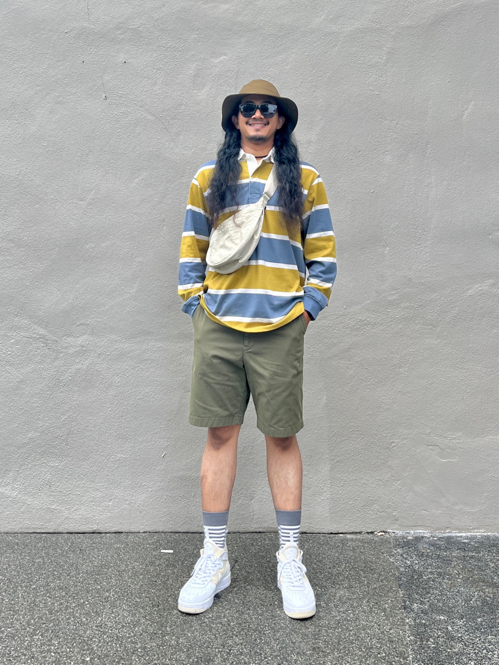 Check styling ideas for「Rugger Long-Sleeve Polo Shirt、Cargo