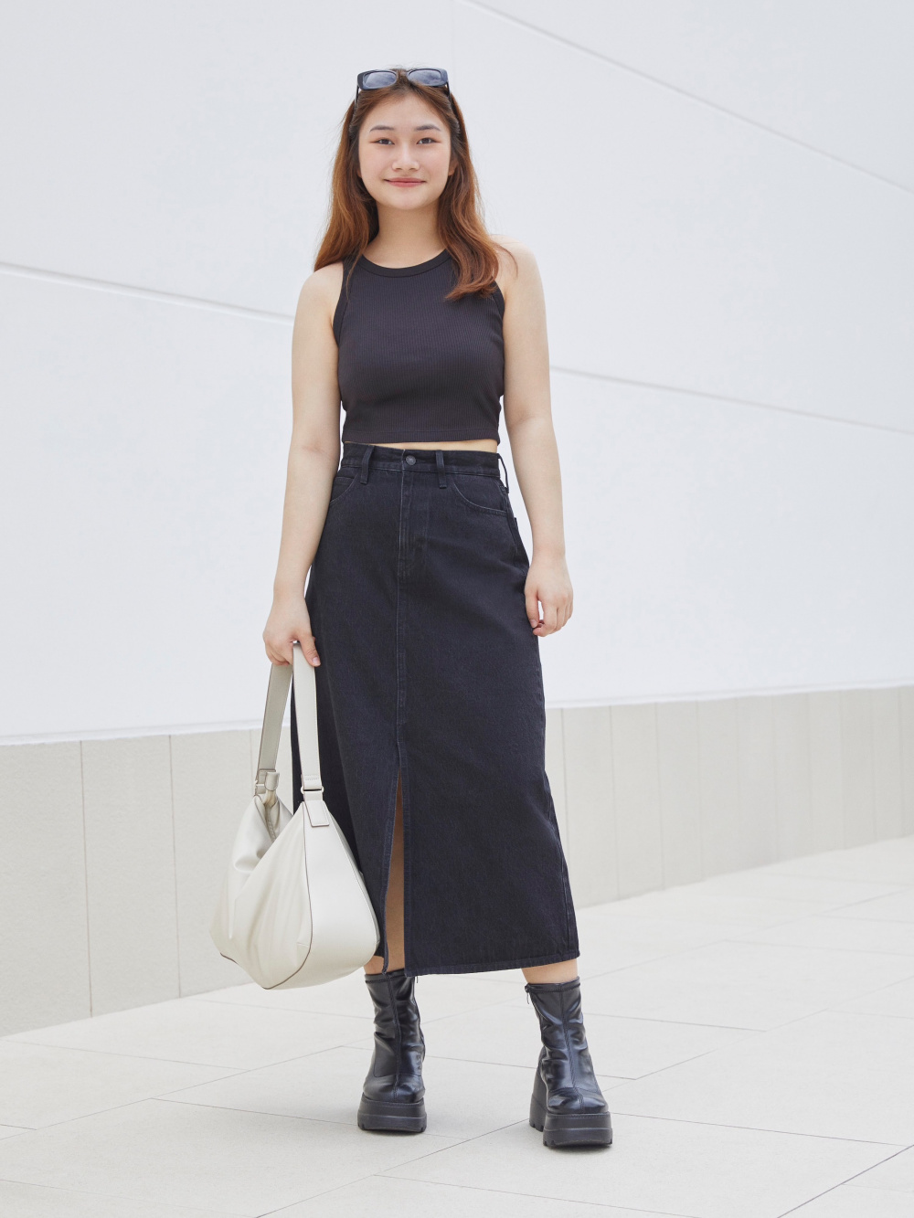 Check styling ideas for「Extra Stretch AIRism Leggings、Denim Long Skirt」