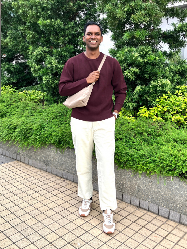 An outfit using Washable Milano Ribbed Crew Neck Sweater｜UNIQLO MY