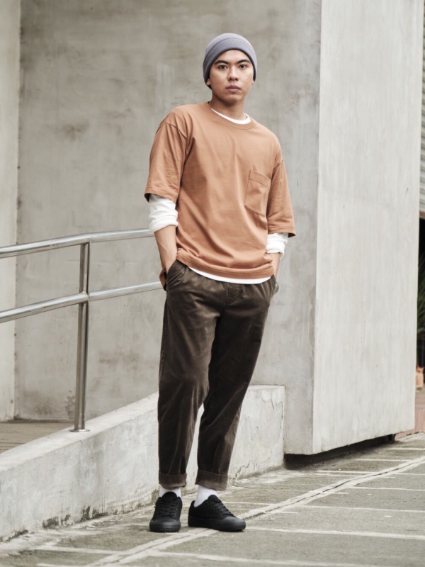 オーバーサイズクルーネックT（半袖）（メンズ）の着用コーディネート