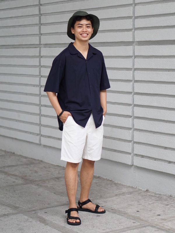 uniqlo open collar sleeve shirt