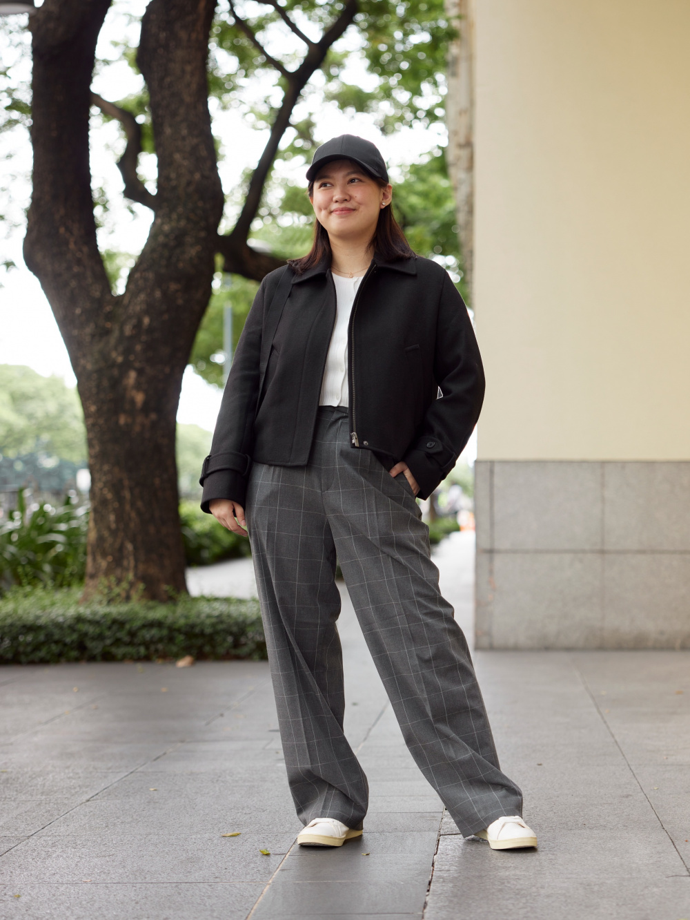 Check styling ideas for「Pleated Wide Pants (Windowpane)」