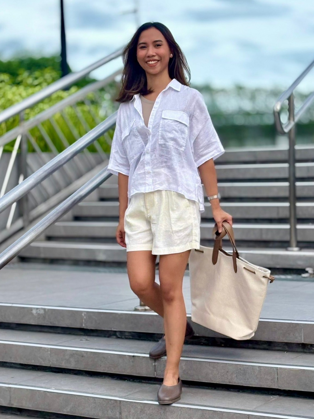 Check styling ideas forLinen Blend Sleeveless Mini DressSquare Flat  Shoes| UNIQLO PH