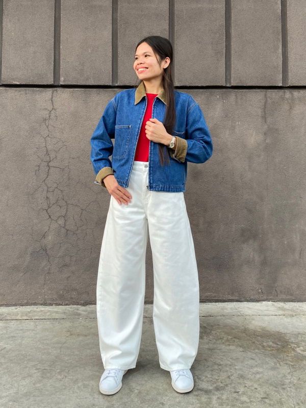An outfit using Zip Up Short Jacket and Easy Care Soft Shirt Long
