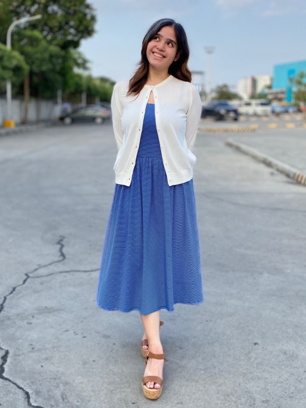 halter dress with cardigan An outfit using UV Protection Crew Neck Long Sleeve and Neck Sleeveless Dress｜UNIQLO PH Balmain
