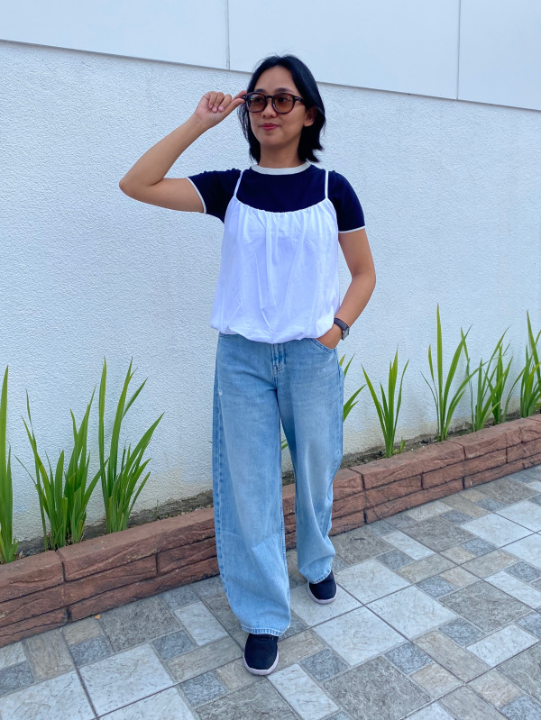 An outfit using Balloon Gathered Camisole｜UNIQLO PH