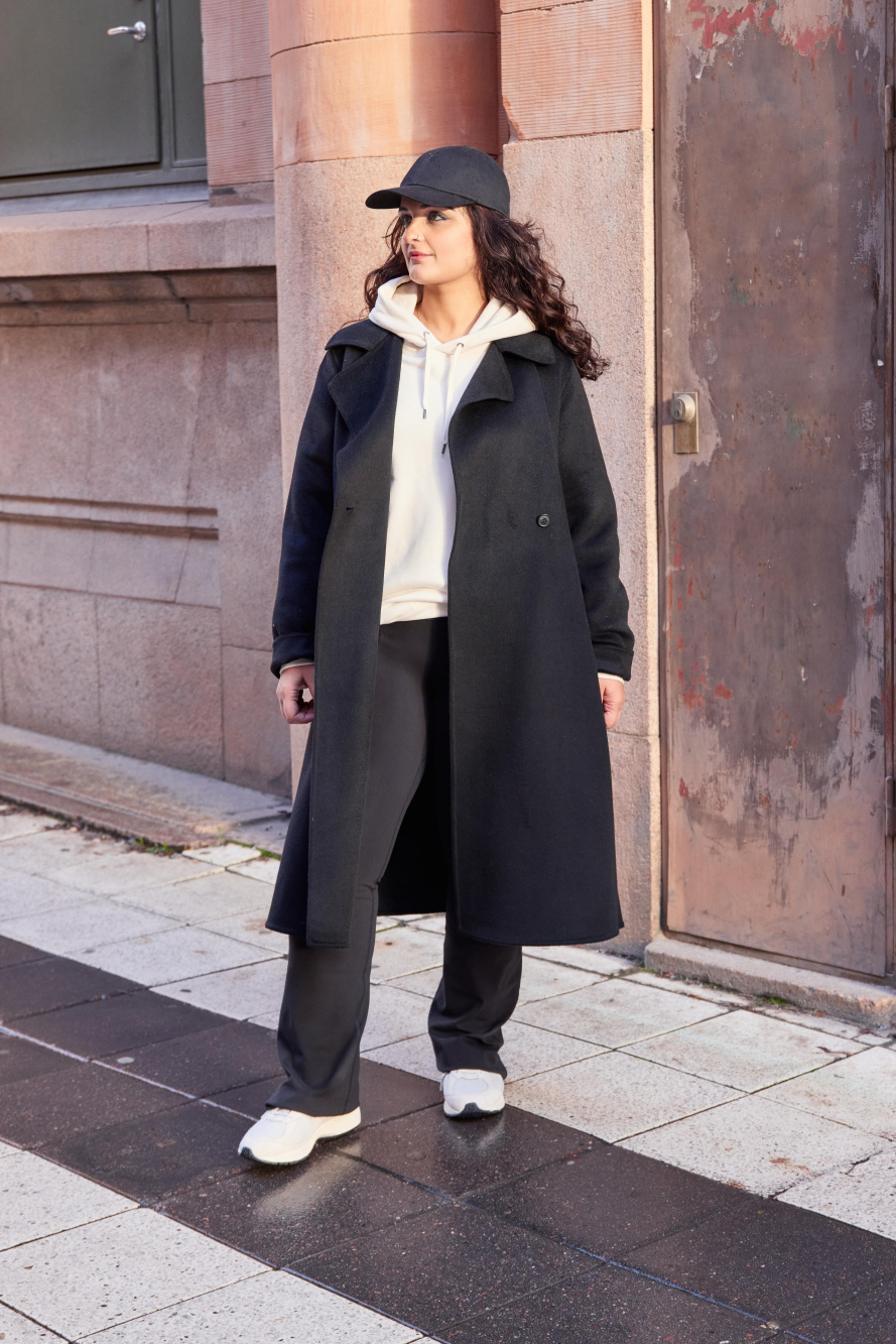 Check styling ideas for「Wool Blend Long Coat、HEATTECH Seamless Ribbed  Turtleneck Long-Sleeve T-Shirt (Extra Warm)」