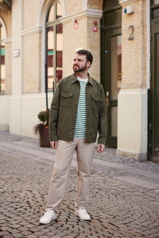 Check styling ideas for「Jersey Over Shirt Jacket、U Oversized Striped  Long-Sleeve Shirt」| UNIQLO US