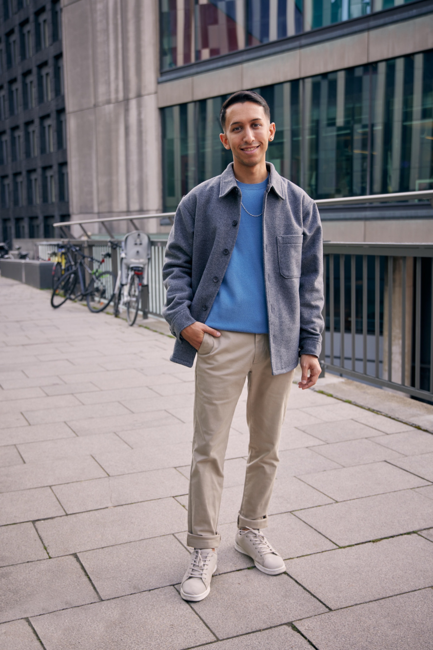 Gray Blazer with Light Gray Chino Pants