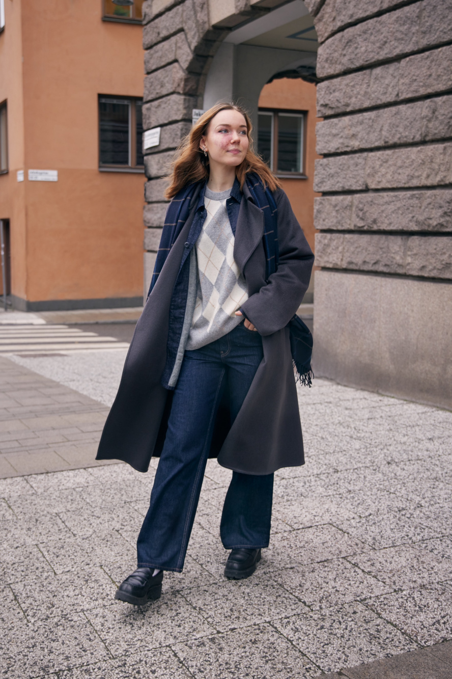 Check styling ideas for Wool Blend Long Coat Baggy Jeans UNIQLO US