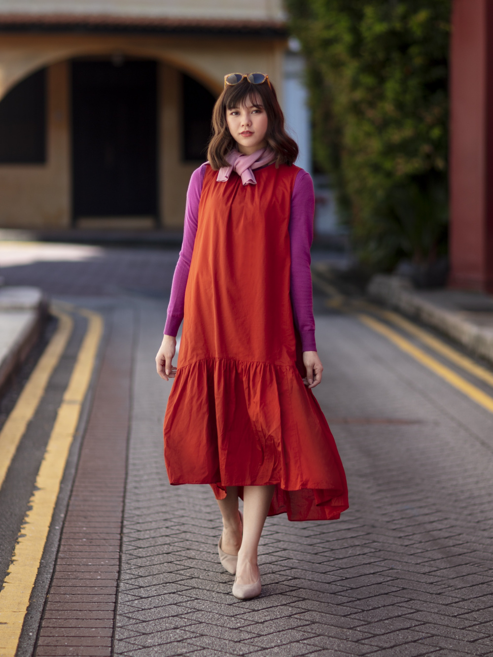 コットンティアードワンピース（ノースリーブ）、ハイツイスト